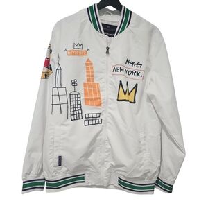 Graffiti Print Members Only Bomber Jacket